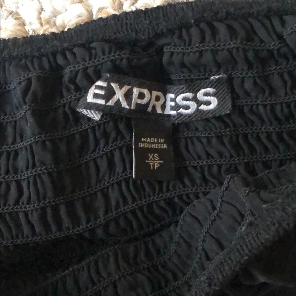 Express Chiffon Black Off-Shoulder Women's Top - Picture 4 of 7
